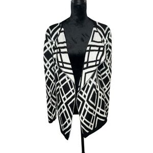 Versona Open Front Geometric Black and White Women's Cardigan Size Medium